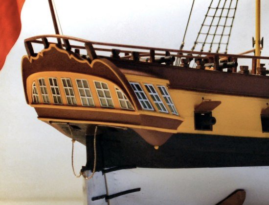 Starboard view of paintscheme of HMS Ontario model hull. Starboard view of HMS Ontario