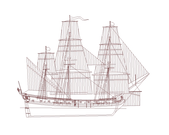 Sailplan design for Queen Anne's Revenge Image of Queen Anne's Revenge