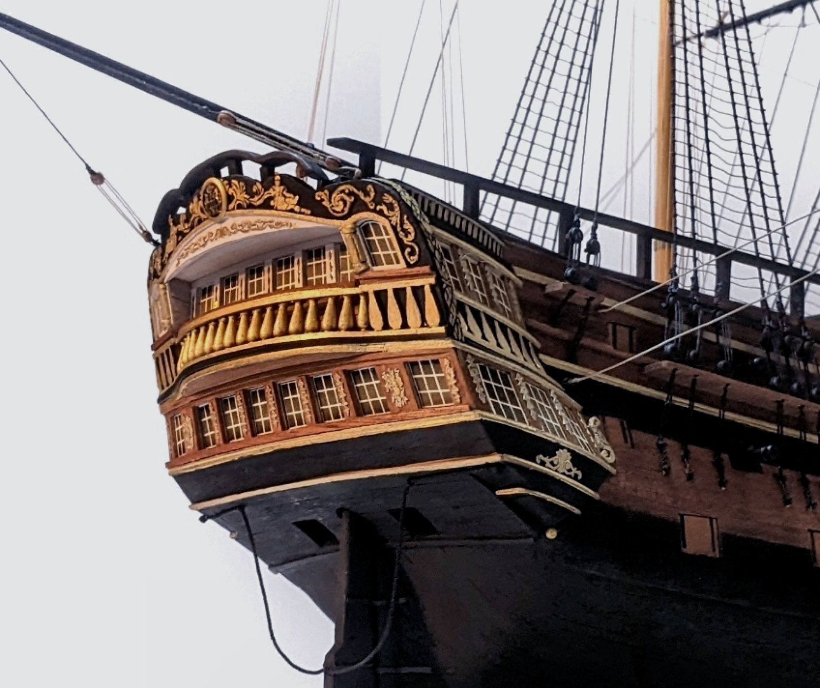 Stern and quarter gallery detailing of Vanguard model