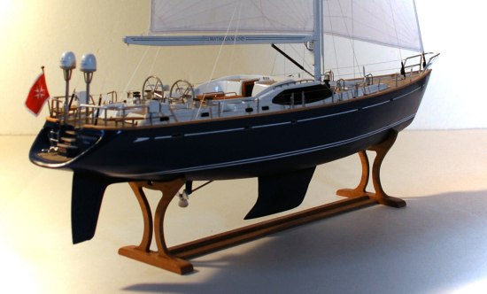 stern and starboard view of model stern and starboard of sailboat