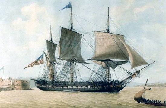 USS President off the French coast Image of nautical painting