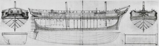 1796 drawing of the brig Echo Image of old ship drawing